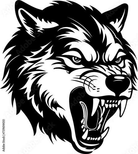 Handdrawn wolf head drawing 