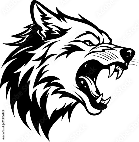 Handdrawn wolf head drawing 