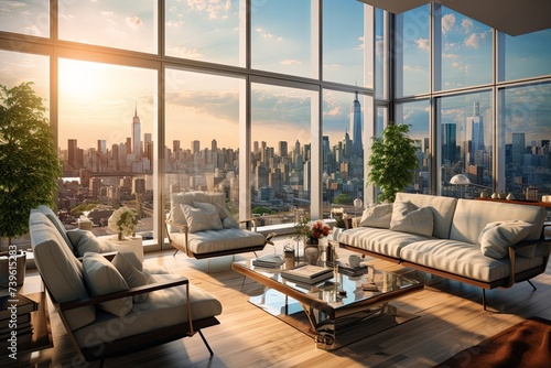 City View Serenity: Chic Apartment with Panoramic Windows and Natural Light Maximizing Designs