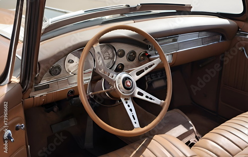 Retro vintage interior of car © gmstockstudio