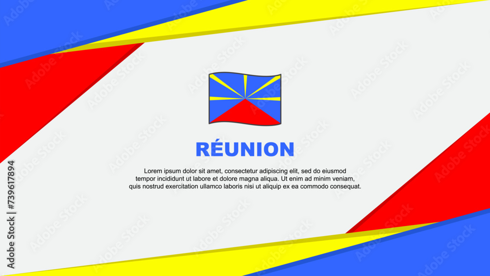Reunion Flag Abstract Background Design Template. Reunion Independence Day Banner Cartoon Vector Illustration
