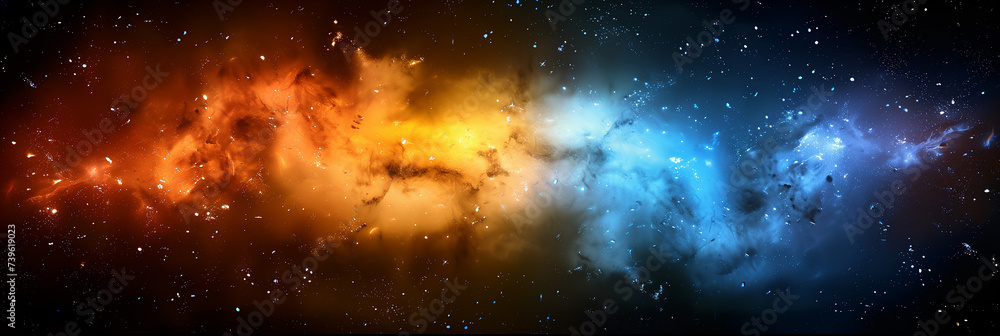 Abstract cosmic background with stars, constellations and nebulae. Shining stars of the galaxy. Banner image.
