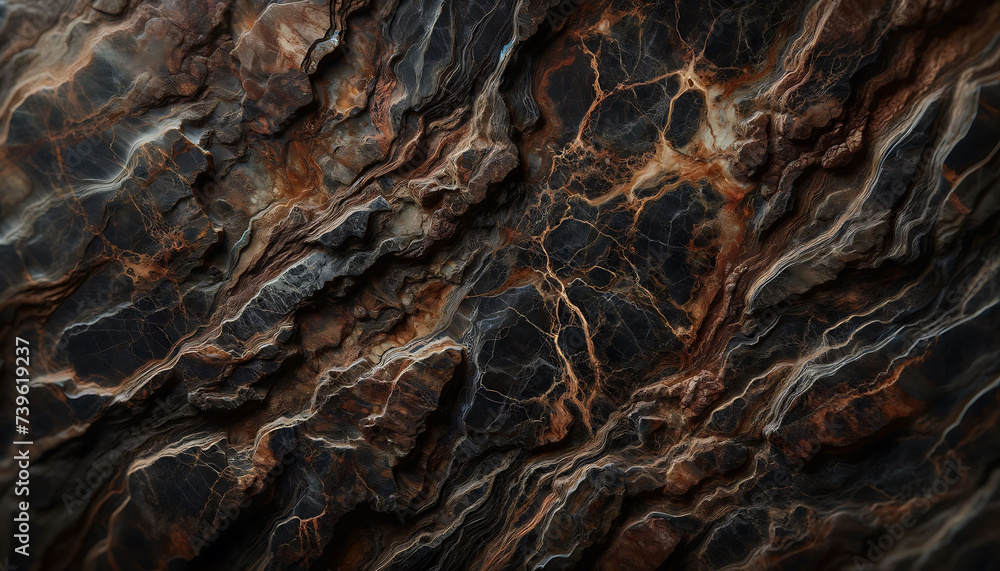 Textured Marble Abstract with Intricate Veins and Earthy Tones