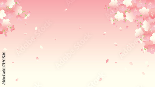 満開の桜のベクターイラスト（16：9背景用）