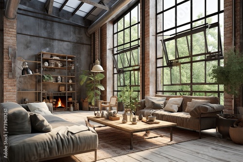 Sunlit Lounge: Natural Light Maximizing Home Designs with Industrial Charm and Factory Windows © Michael