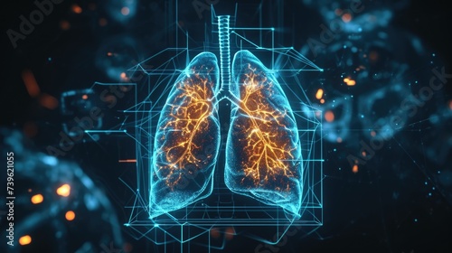 A virtual hologram of a lung depicting areas of damaged tissue and helping pulmonologists identify respiratory conditions.