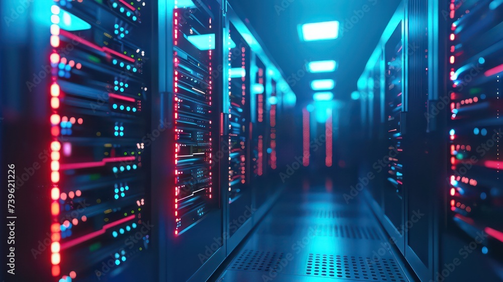 A data server area, in the style of dark teal and light red, selective focus, atmospheric environments, 3d, focus stacking, transparency and lightness A data server area, in the style of dark teal and light red, selective focus, atmospheric environments, 3d, focus stacking, transparency and lightness