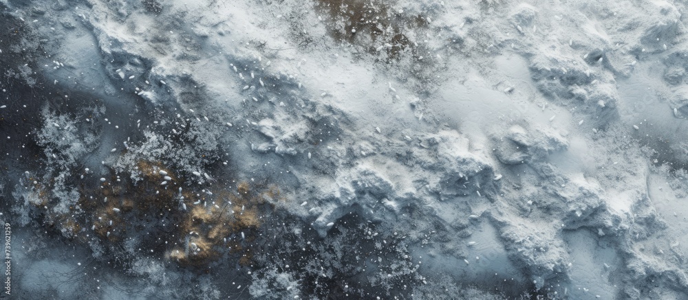 A close up of a freezing winter landscape with a waterfall releasing smoke, creating a stunning contrast between the liquid water and the cold air A close up of a freezing winter landscape with a waterfall releasing smoke, creating a stunning contrast between the liquid water and the cold air
