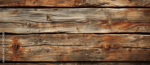 A close up of a brown hardwood plank with a grainy texture, showcasing the natural pattern of the wood grain. The rectangular surface is perfect for building materials or flooring