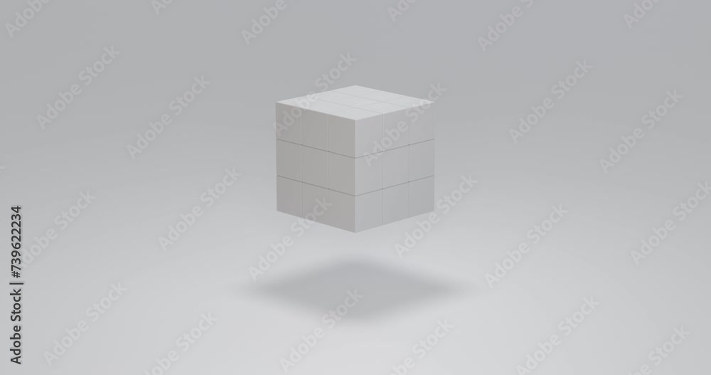 3D loop animation of cube. assemble random moving. 3D loop animation of cube. assemble random moving.