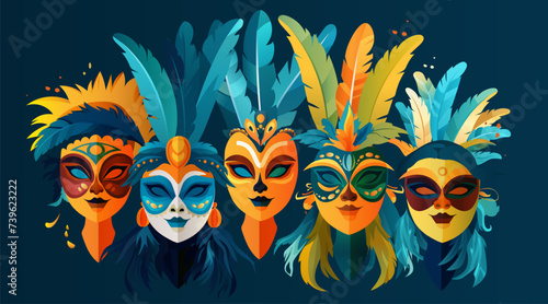 colorful masks brazilian festival holiday celebration greeting invitation postcard culture and tradition carnival party concept © mast3r