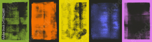 Dots halftone colorful grunge texture posters. Abstract dotted vector backgrounds.