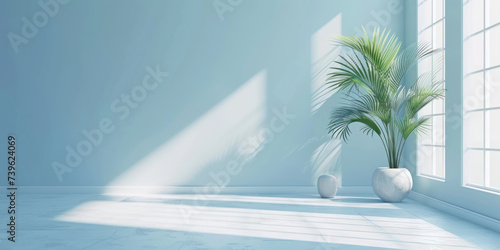 3d empty space background with palm tree © Black Pig