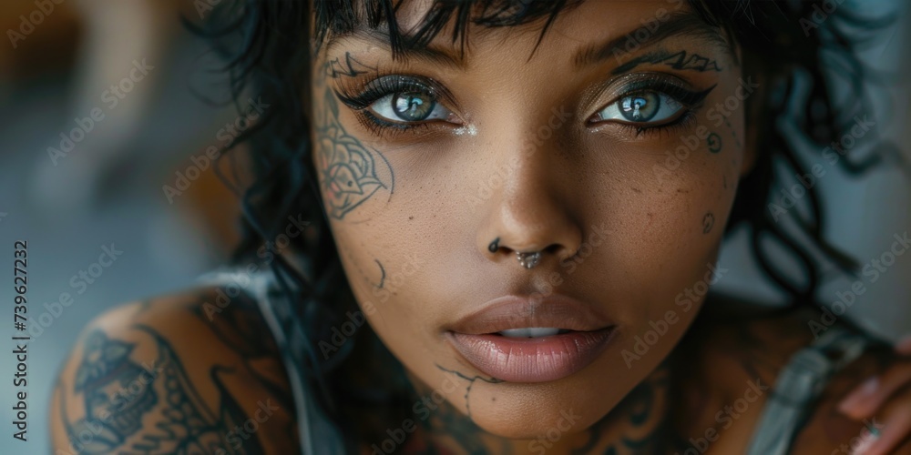 Portrait of a beautiful red hair girl with tattoos, posing Portrait of a beautiful red hair girl with tattoos, posing