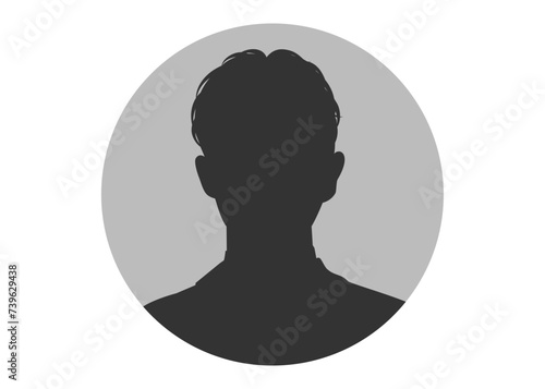 証明写真 男性の顔正面のシルエット 上半身バストアップ 顔アップのイラスト