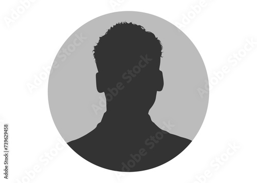 証明写真 男性の顔正面のシルエット 上半身バストアップ 顔アップのイラスト