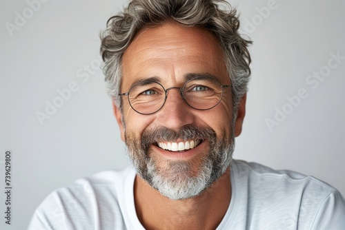 Studio portrait of a man. Background with selective focus and copy space