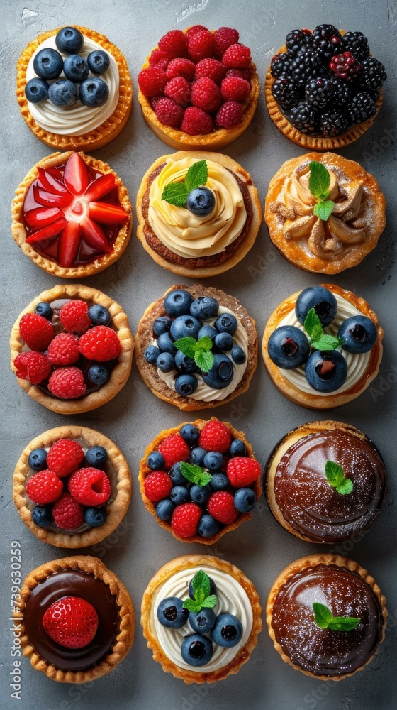 A variety of desserts are arranged on a table. Generative AI. A variety of desserts are arranged on a table. Generative AI.