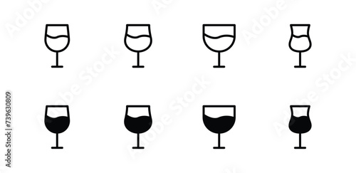 Wine Glass icon set vector For Web and mobile apps