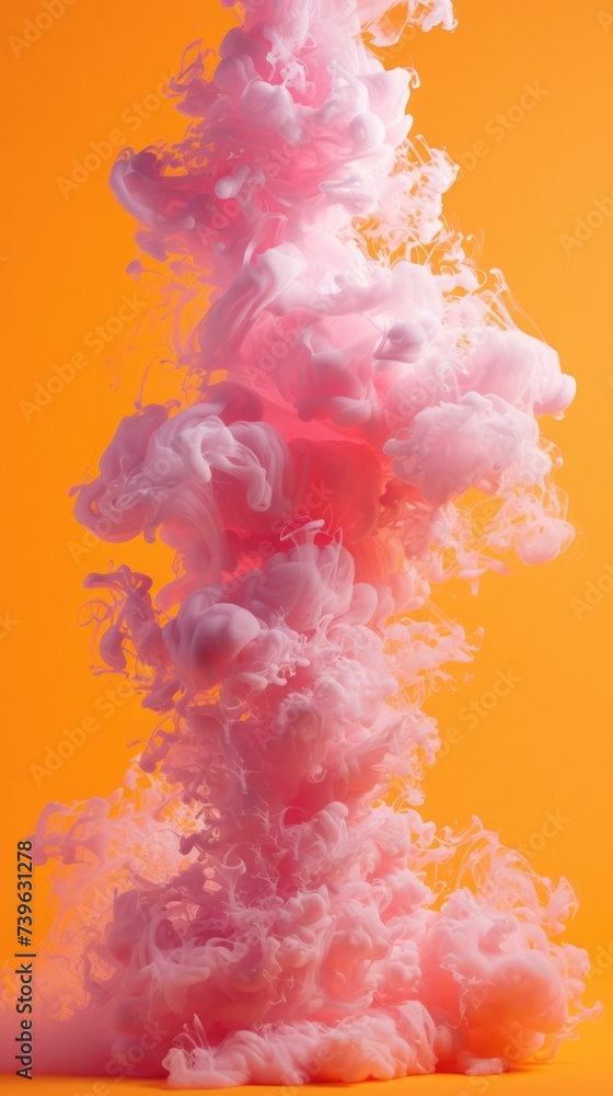 A pink cloud of smoke is floating in the air. Generative AI.