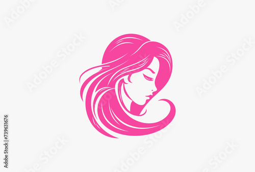 Woman face Vector logo Design. Beauty Model illustration  Girl silhouette for Branding  Business of cosmetics  beauty  salon  health  spa  fashion  Boutique  hairstyle  facial  yoga  hair treatment