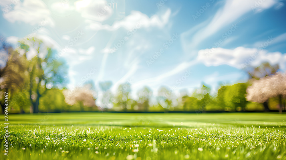 A serene park scene focusing on vibrant green grass under a sunny blue sky with fluffy clouds.
A serene park scene focusing on vibrant green grass under a sunny blue sky with fluffy clouds.