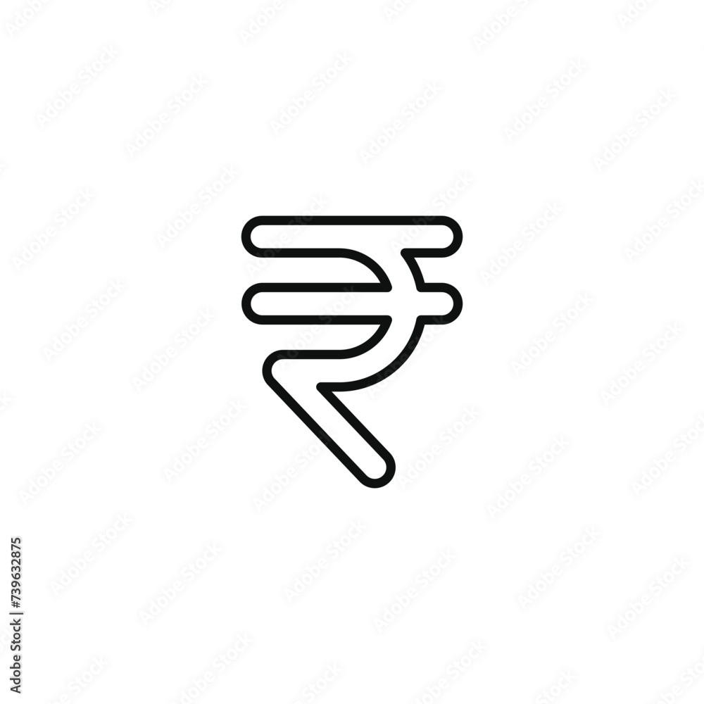 Rupee line icon isolated on transparent background Rupee line icon isolated on transparent background