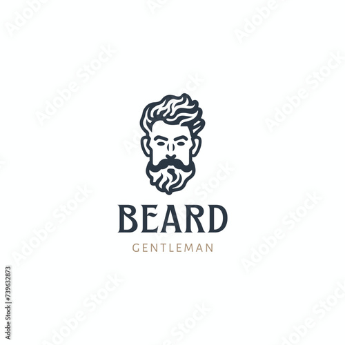 man beard gentleman logo,Man face portrait with full beard and mustache.