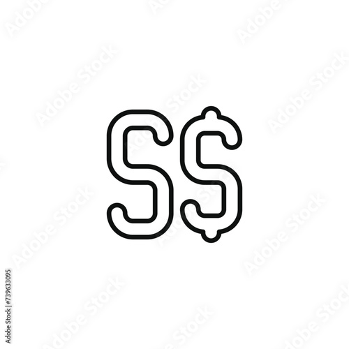 Singapore dollar line icon isolated on transparent background
