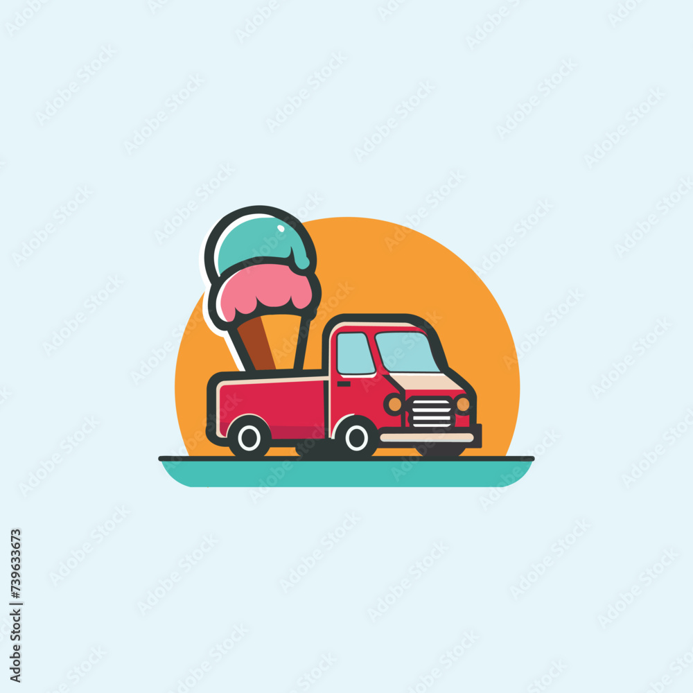 Ice cream car, vector logo