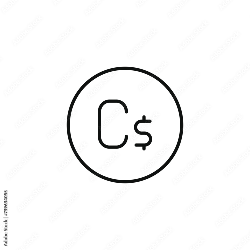 Canadian dollar line icon isolated on transparent background Canadian dollar line icon isolated on transparent background