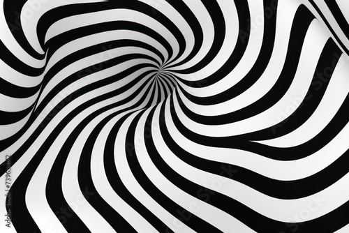 Swirling Illusion: Abstract Black and White Design with Hypnotic Optical Effect.