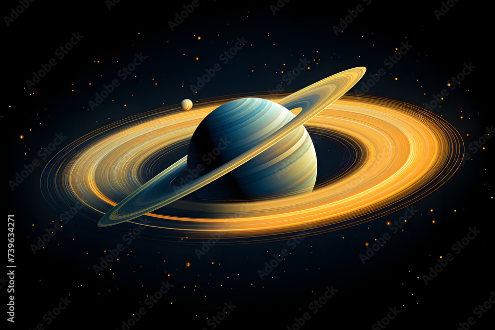 Naklejka premium Saturn in sppace, picture of saturn in space, planet with rings, ringged planet