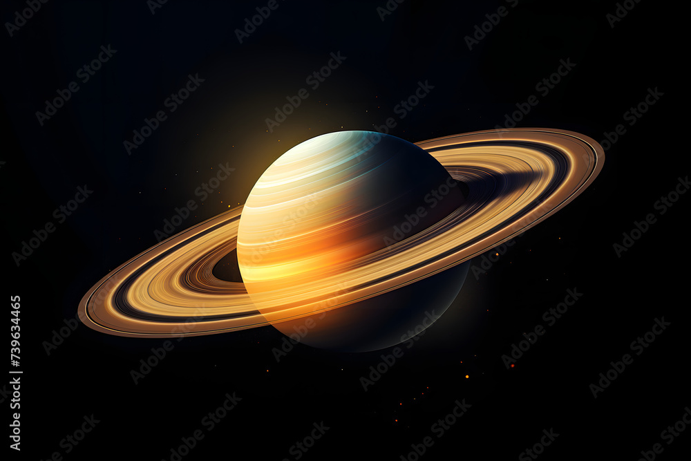 Naklejka premium Saturn in sppace, picture of saturn in space, planet with rings, ringged planet