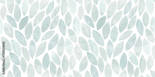 Blue leaves seamless vector pattern. Watercolor leaf background, textured jungle print.