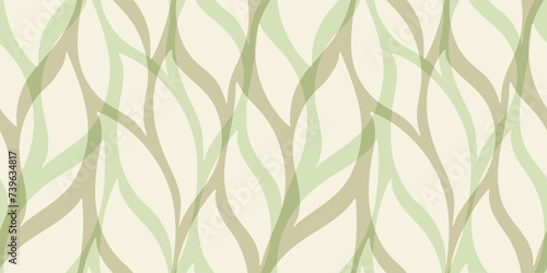 Green leaves seamless vector pattern. Watercolor tea leaf background, textured jungle print