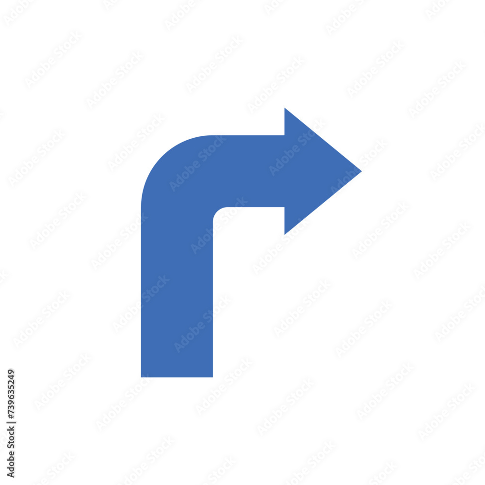 blue turning arrow to face right vector illustration represents direction blue turning arrow to face right vector illustration represents direction
