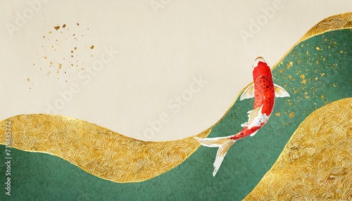 錦鯉の和風イメージの背景素材 photo