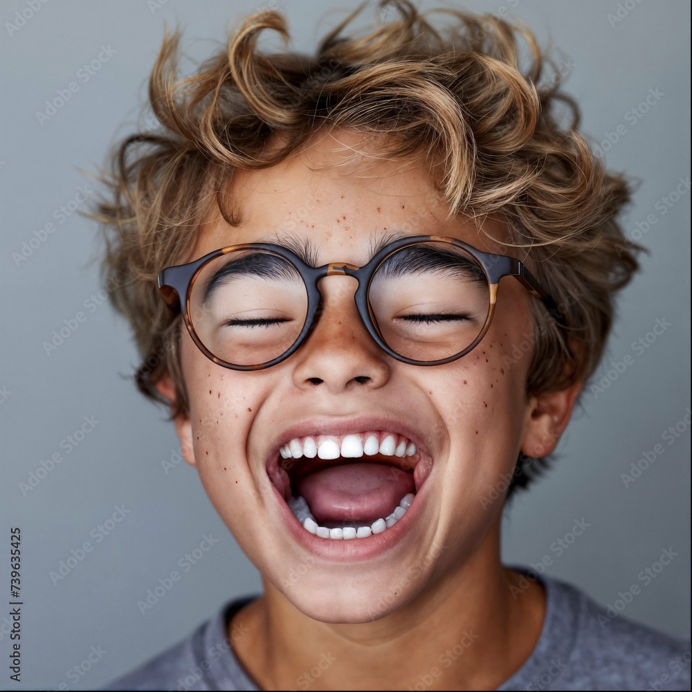 Cute boy with toothy grin ideal for dental care and education Cute boy with toothy grin ideal for dental care and education