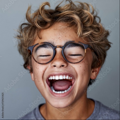 Cute boy with toothy grin ideal for dental care and education