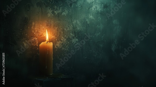Warm candlelight in a dark, misty room, creating an atmosphere of reflection.