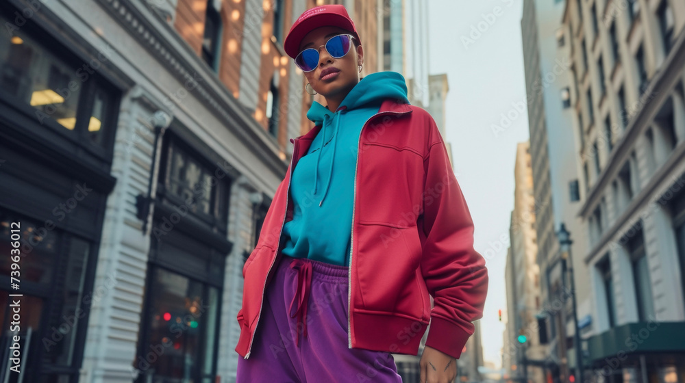 A stylish bomber jacket in a rich vibrant color paired with a cozy fleecelined hoodie and joggers. This outfit is perfect for a day spent running errands in a bustling city