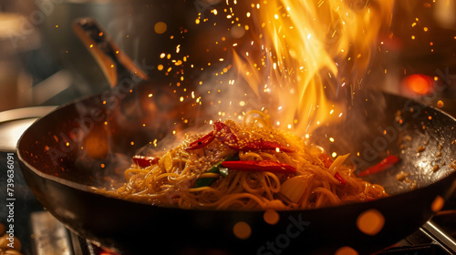 Get ready to feel the burn with this y noodle creation The wok is on fire as our skilled chef expertly stirs together noodles peppers and a secret blend of es for a fiery