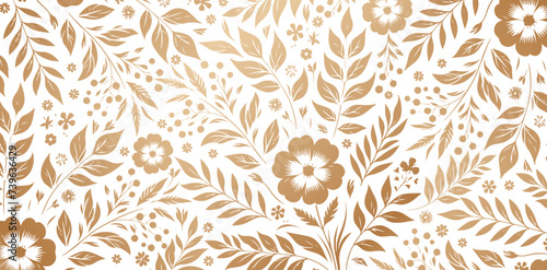 Seamless floral pattern with flowers and leaves golden colors isolated backgrounds for Fashionable modern wallpaper or textiles, books cover, Digital interfaces, print designs template materials paper