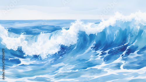 a painting of an ocean wave coming in to shore