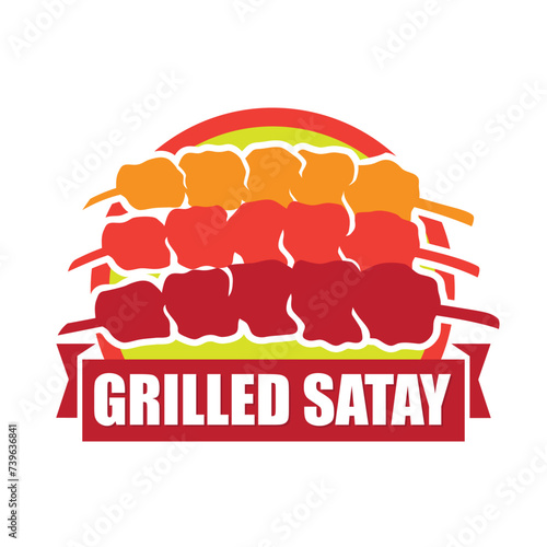 Satay Logo Design BBQ Grilled for Street Food