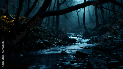 a river flowing through a forest at night © Oliver