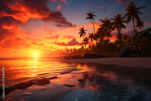 Beach Sunset, sunset on a Beach, beautiful beach sunset © MrJeans