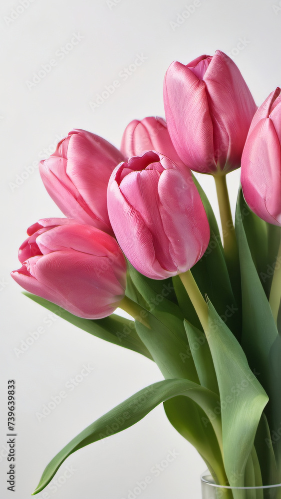 Photo Of Pink Tulips Bouquet Isolated On White Background. Photo Of Pink Tulips Bouquet Isolated On White Background.