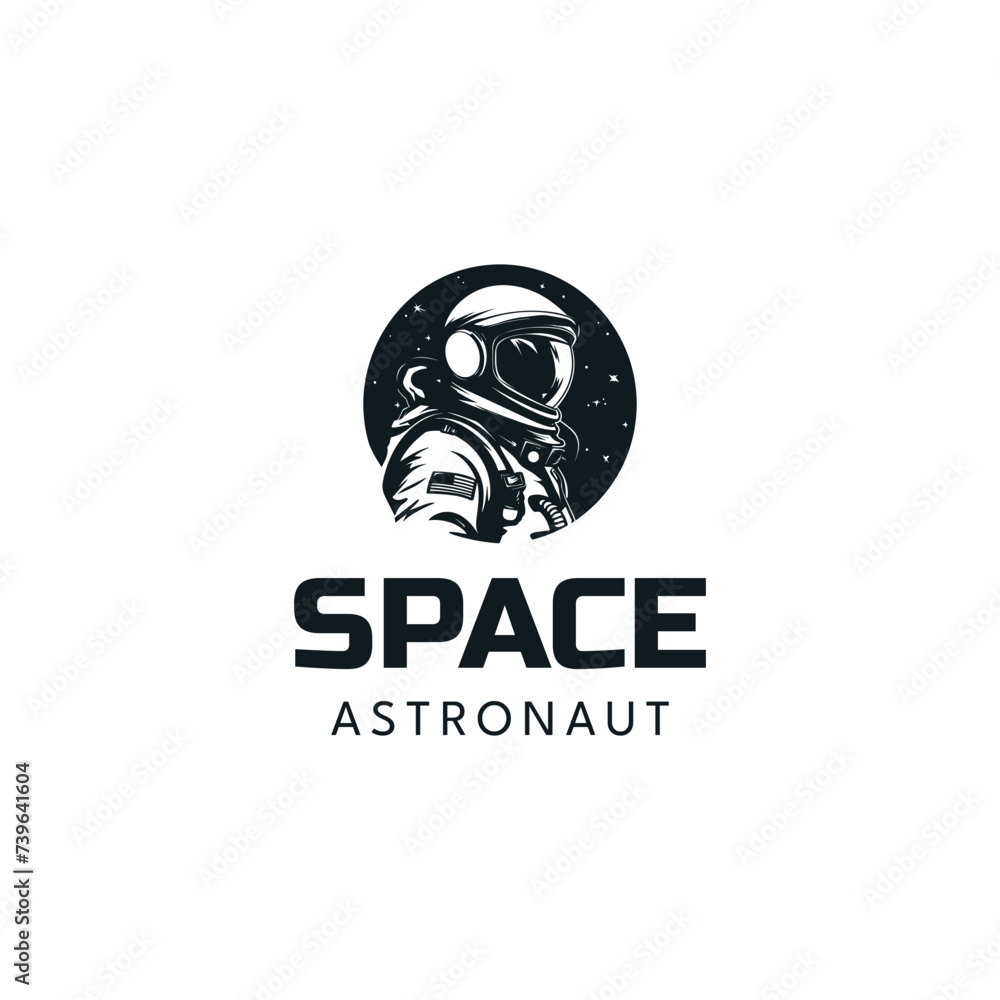 astronaut vector logo design illustration on white background